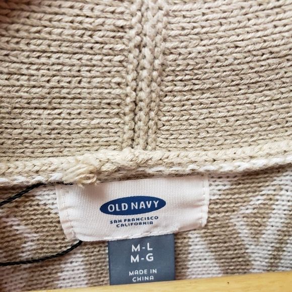 OLD ๐ค๐ NAVY Beige and White Shawl Poncho Size M/L - Picture 4 of 10